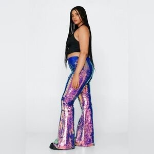 Nasty Gal Iridescent Sequin Flare Pants